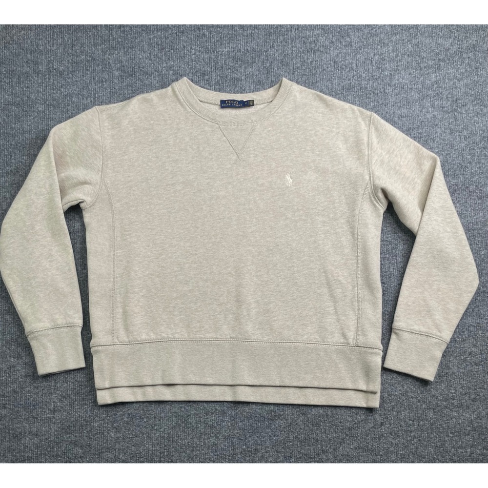 Polo Ralph Lauren Sweatshirt Mens M Beige Crewneck Fleece Pony Logo 211730567011